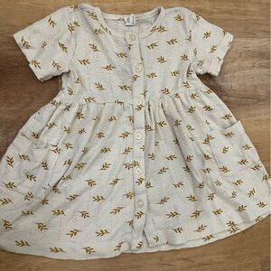 Kate Quinn Cream Dress with Gold Leaf Print. Size 24 months. Girls.